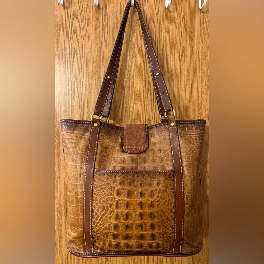 Brahmin Convertible Croc Embossed Tote/Bucket Bag - Vintage - Picture 3 of 12